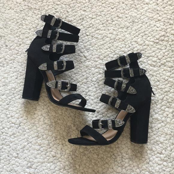 Steve Madden Shoes - Steve Madden high block heel suede strap shoes